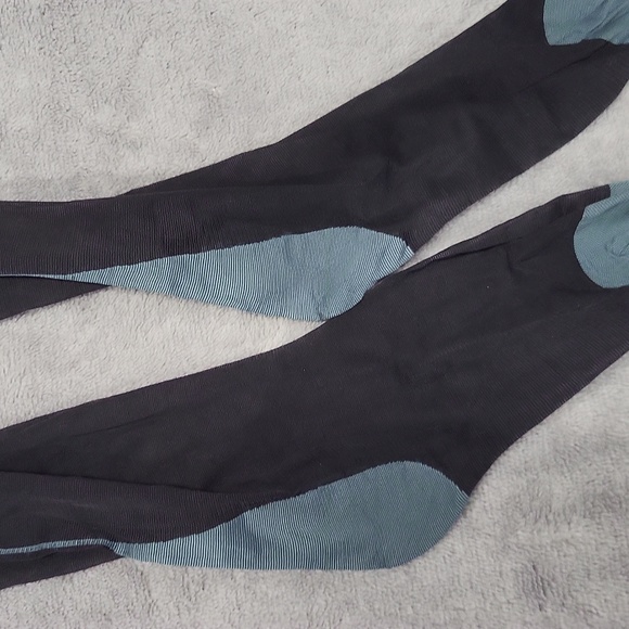 NWOT Seamed Black and Teal Blue Trouser Hosiery - Picture 4 of 6